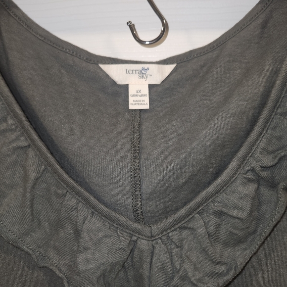 Terra & Sky Dark Olive Ruffle Neck Tank Top - Picture 2 of 5
